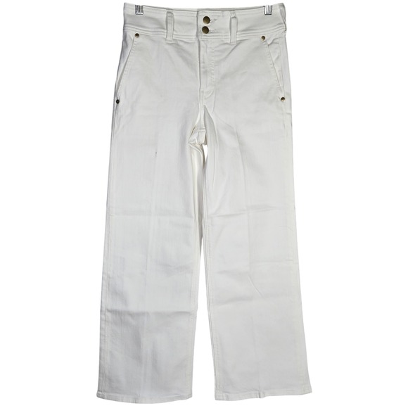 J. Crew Slim-wide‎ jean with stacked buttons in White Denim CH887 25 NWT